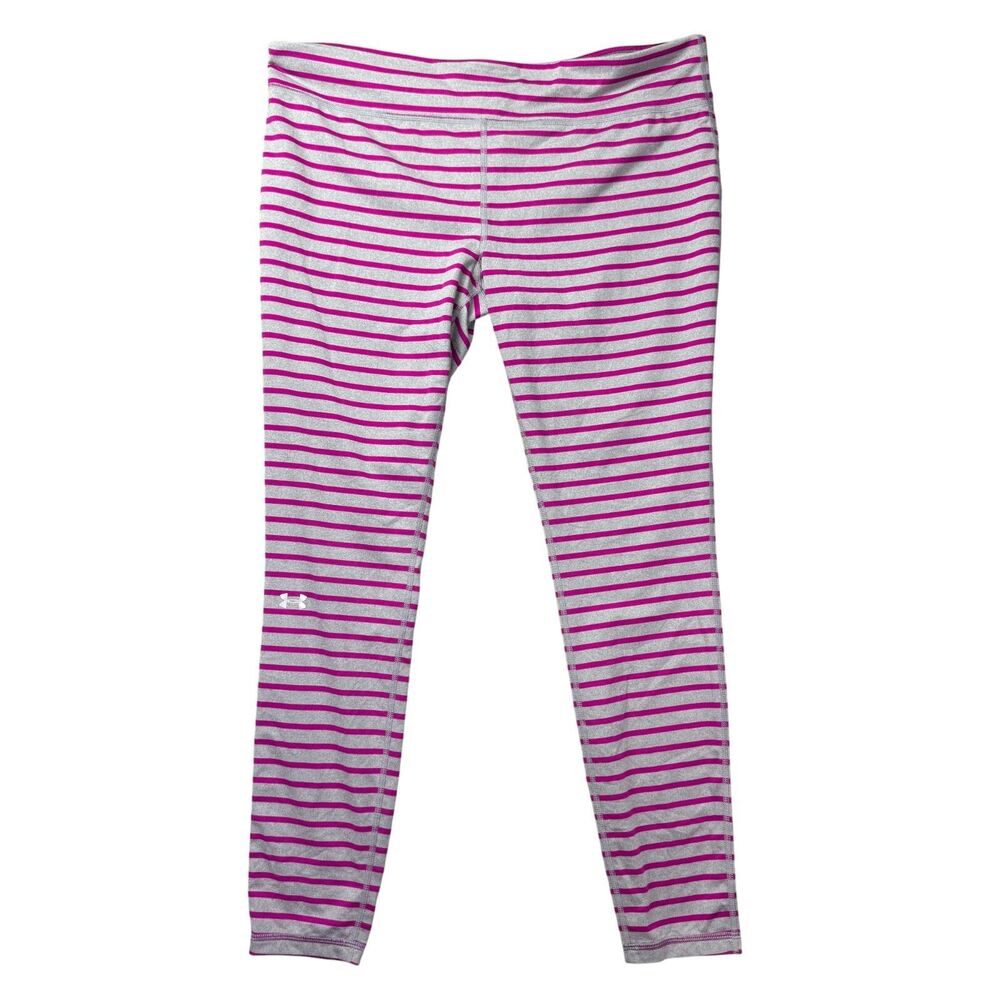 Under Armour Leggings Women's Extra Large Purple Striped Stretch Athleisure Soft